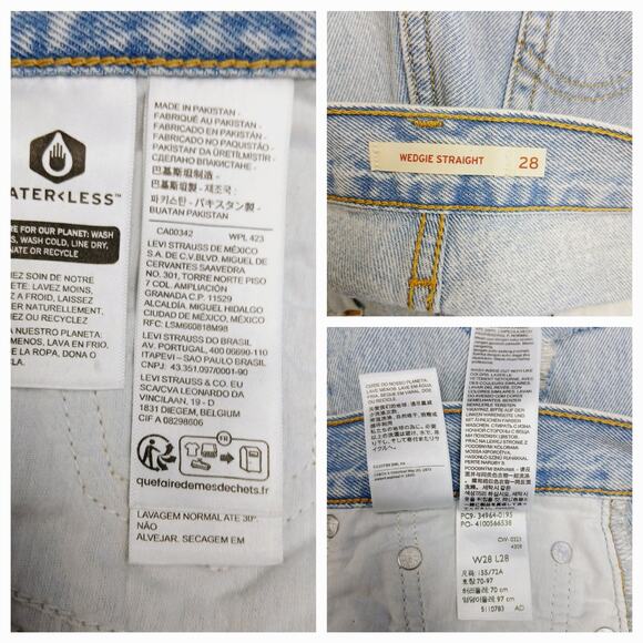 Levi's SZ 28/28 Wedgie Straight S110783 34964-0195 Light Wash Destroyed - Picture 7 of 8